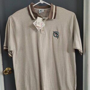 Florida Marlins Polo Men's XL Embroidered Logo Beig White Genuine Merch Dynasty